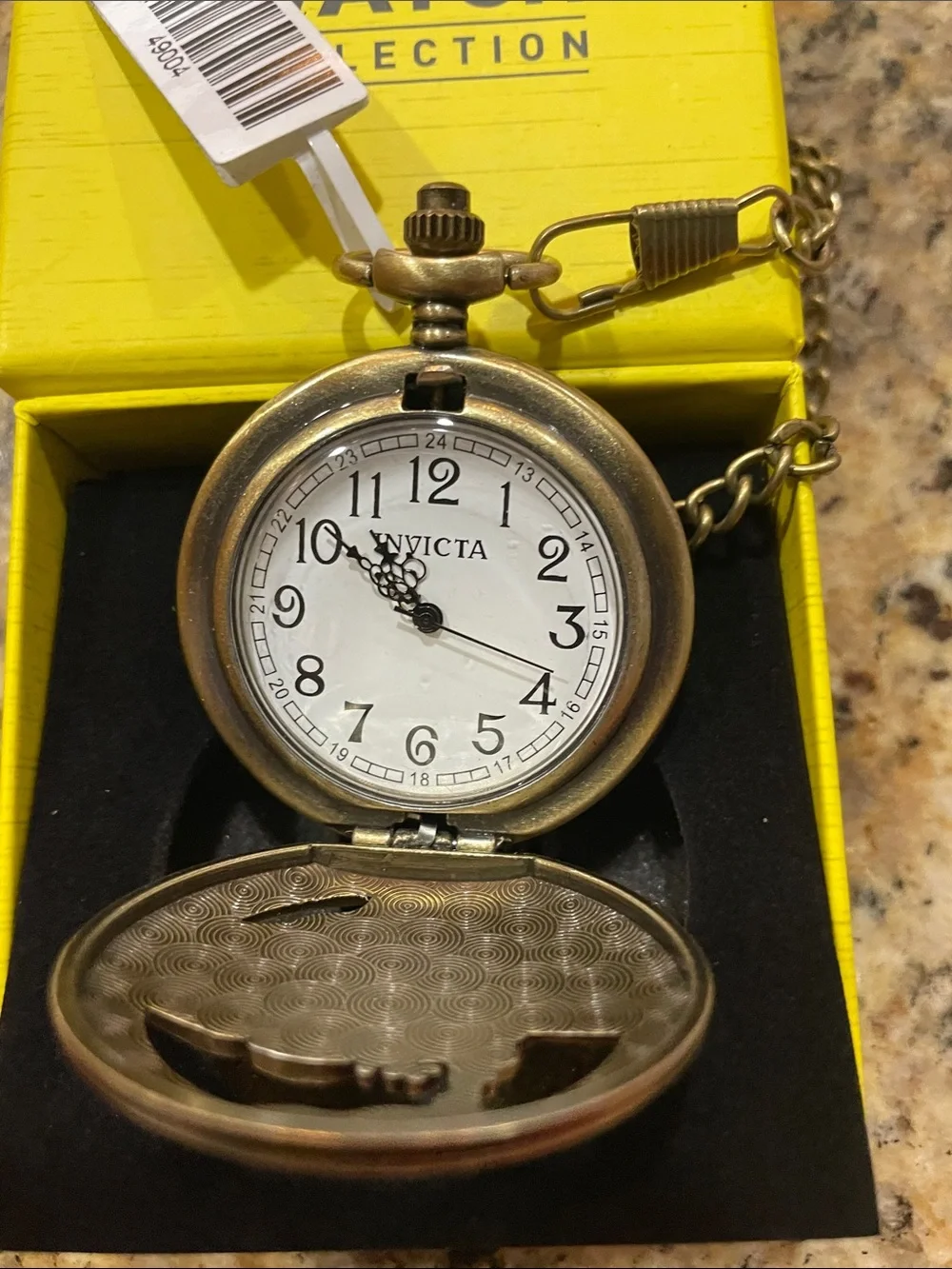 Invicta Brass-Tone Train Pocket Watch